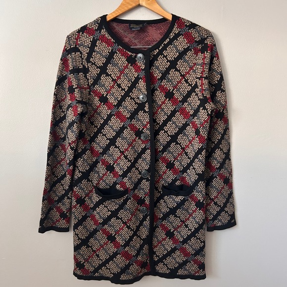 Pendleton Sweaters - Pendleton‎ Sweater Womens Petite Large Long Cardigan 100% Merino Wool Geometric